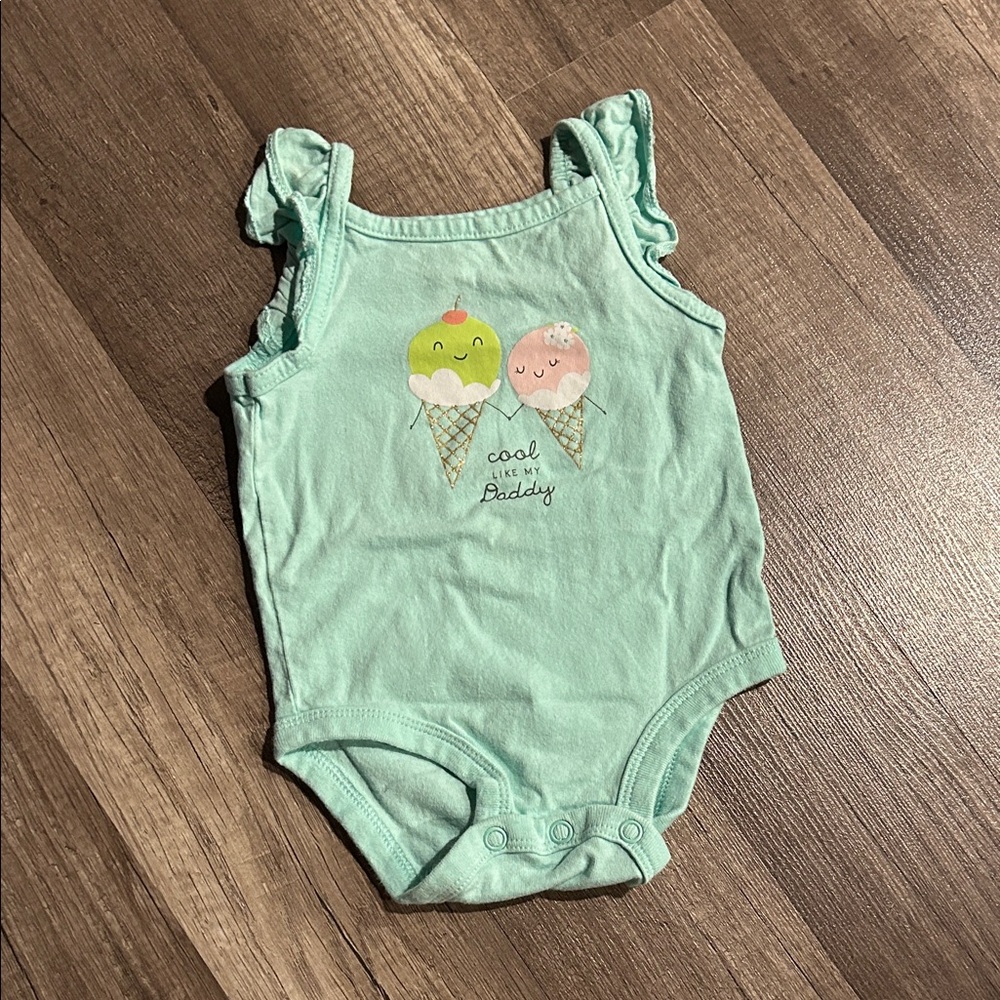 Mint Green Ice Cream Print Baby One Piece